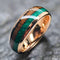 Men's Women's 8mm Tungsten Rose Gold Koa Wood & Malachite Inlay Wedding Band
